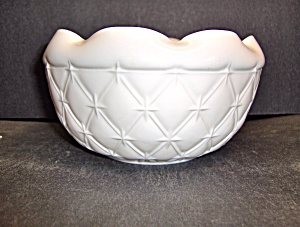 Indiana Milk Glass Diamond Quilted Crimped Bowl