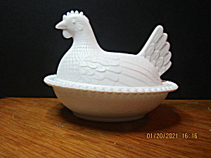 Indiana Milk Glass Hen On A Nest Dish