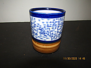 Vintage Oriental Blue & Tan Vase/cup