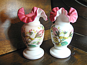 Vintage Milk White Rose Bud Vase Set