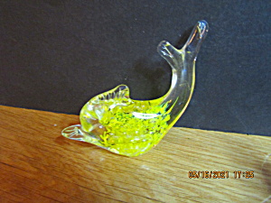 Vintage Heavy Glass Paperweight Yellow/clear Fish