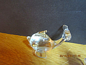 Vintage Heavy Glass Paperweight Clear Whale