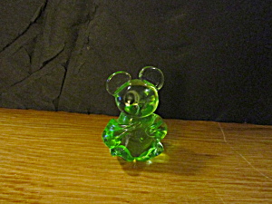 Vintage Heavy Glass Paperweight Green Koala Bear