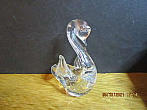 Vintage Heavy Glass Paperweight Clear/bubbled Swan
