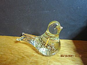 Vintage Heavy Glass Paperweight Clear/bubbled Bird
