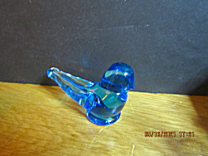 Vintage Heavy Glass Paperweight Medium Blue Bird