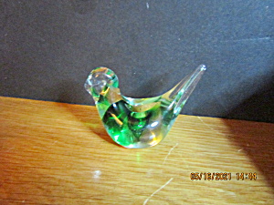 Vintage Heavy Glass Paperweight Green/clear Bird