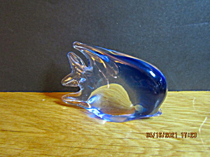 Vintage Heavy Glass Paperweight Blue/clear Sunfish