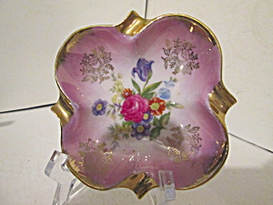 Vintage Porcelain China Purple Floral Ash Tray