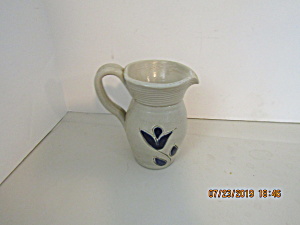 Vintage Blue & Gray Clay Pottery Mini Pitcher
