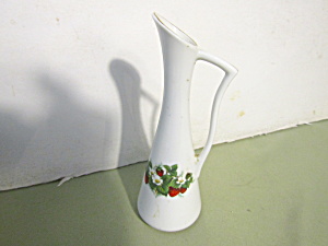 Vintage Slim Miniature Pitcher Vase Strawberry Design