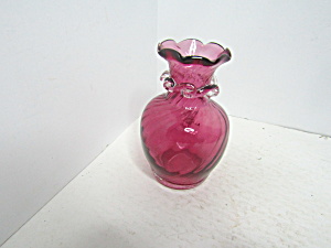Vintage Purple Rose Blown Glass Small Swirl Vase