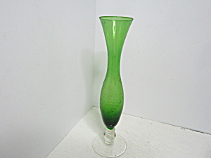 Vintage Avocado Green Glass Bud Vase