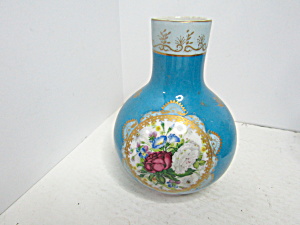 Vintage Imperial Peint A La Main Blue Floral Vase