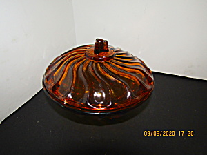 Vintage Amber Old Style Covered Candy Dish