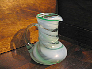 Vintage Art Glass Green Swirl Pitcher/jug