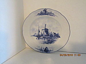 Vintage Delft Blue Windmill & Sailboat Plate