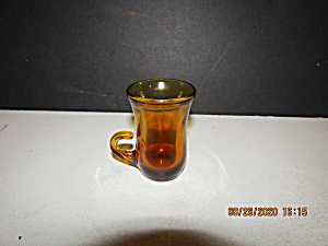 Vintage Amber Cordial/shot Glass Side Handle