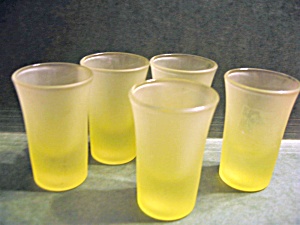 Vintage Frosted Green/yellow Shot Glasses