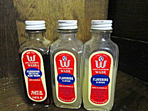 Three Vintage Wade Glass Flavoring Bottles