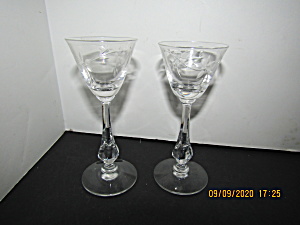 Vintage Etched Long Stem Corgial Glass Set