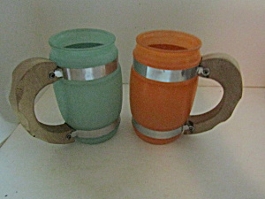 Vintage Siesta Ware Frosted Tankard/barrel Mugs