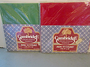 Vintage Cambridge Cross Stitch Red/green Fabric