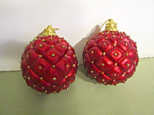 Vintage Raz Diamond Beaded Red Christmas Ornament