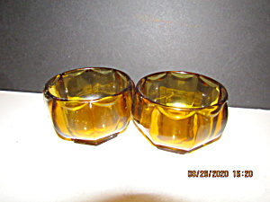 Vintage Early American Heavy Amber Paneled Nut Dishes