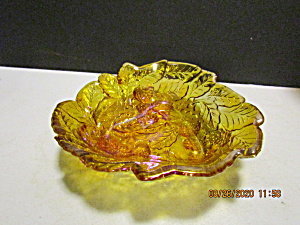 Vintage Indiana Glass Amber Loganberry Bonbon Dish