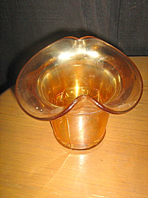 Vintage Dugan Glass Marigold Carnival Glass Hat Basket