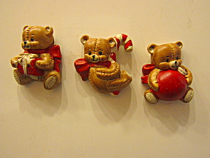 Collectible Christmas Porcelain Bear Magnet Set