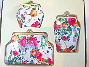 Vintage Floral Cosmetic Bag Purse Set