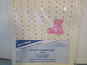 Cw Cross Stitch Fabric Stoney Collection Pink Teddy