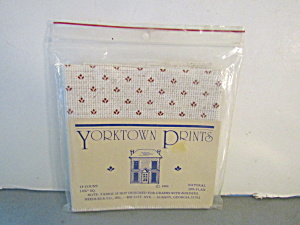 Vintage Yorktown Cross Stitch Fabric Natural Red