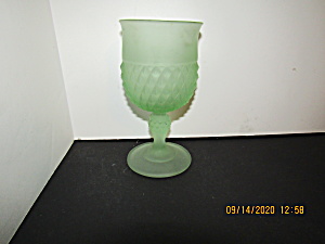 Vintage Indianaglass Frosted Green Diamond Point Goblet