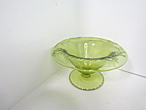 Vintage Green Smooth Rays Rolled Edge Embossed Bowl