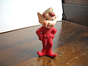 Vintage Christmas Figurine Mini Red Pixie Elf