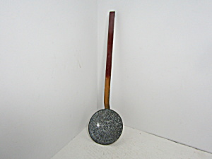 Vintage French Enamelware Skimmer Drainer Spoon