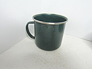 Enamelware Vintage Dark Green Speckled Coffee Cup