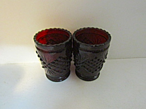 Vintage Ruby Red Diamond Votive Candle Holders