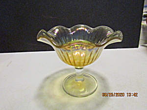 Vintage Imperial Glass Amber Smooth Rays Compote