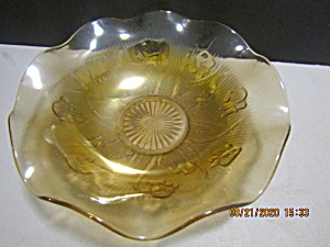 Vintage Jeannette Marigold Iris Herringbone Large Bowl