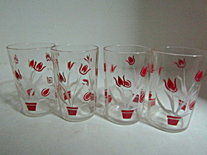 Vintage Swanky Swig Red Tulip Juice Glasses