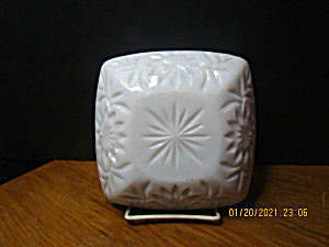 Vintage Milk Glass Shallow Square Floral Candy Dish