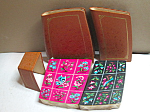 Vintage Leather Playing Cards Book Tan Case