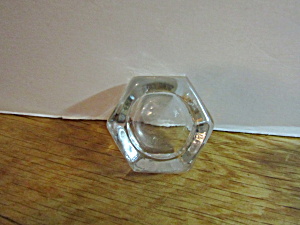 Vintage Heavy Clear Cut Glass Hexagon Salt Cellar