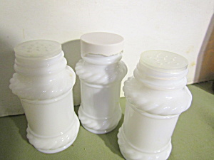 Vintage Milk Glass Rope Design Incomplete Spice Jars