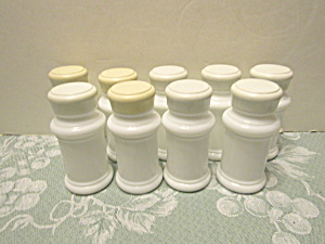 Nine Piece Set Milk Glass Plain Spice Jars