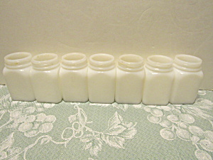 Vintage Milk Glass Plain Square Spice Jars